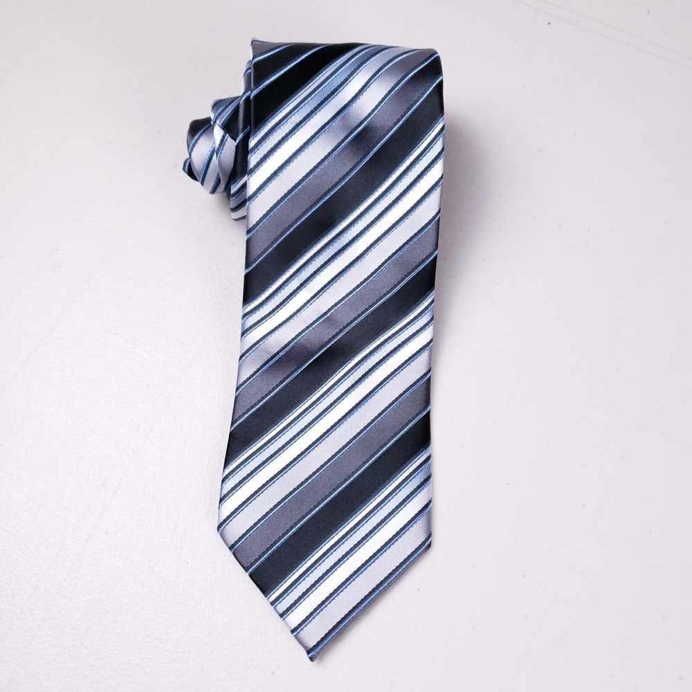 George Polyester Tie Blue Gray Striped‎ Officecore Workwear Basics Necktie